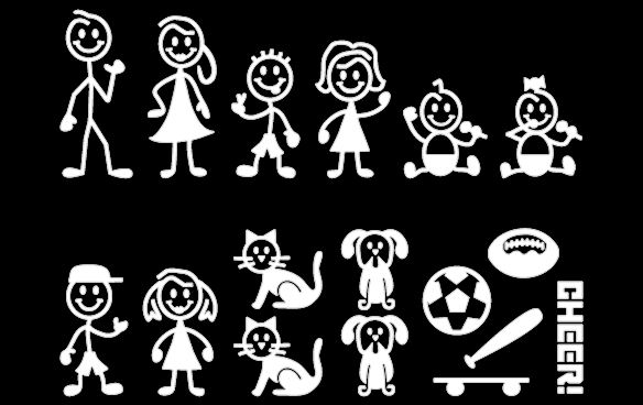 Stick Figure Family Png Clip Art Transparent - Family Stick Sticker Png (584x368), Png Download