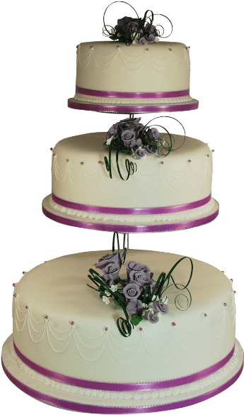 Pink Ribbon Three Tier Wedding Cake - Cake (456x600), Png Download