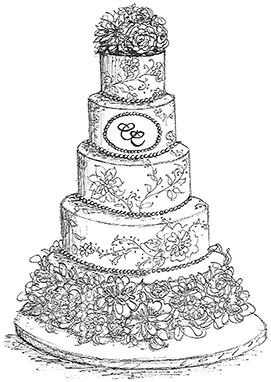 Two Tier Cake Sketch (404x529), Png Download