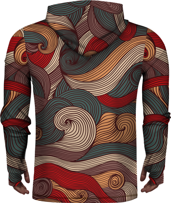 Sea Waves Colorful Lightweight Sun Hoodie (600x711), Png Download