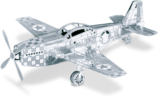 Metal Earth P-51 Mustang 3d Laser Cut Diy Metal Model - Metal Earth Collection (600x600), Png Download