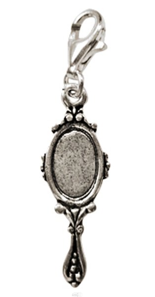 Silver Pendant Hand Mirror Decorated Charm 925 Sterling - Locket (314x600), Png Download
