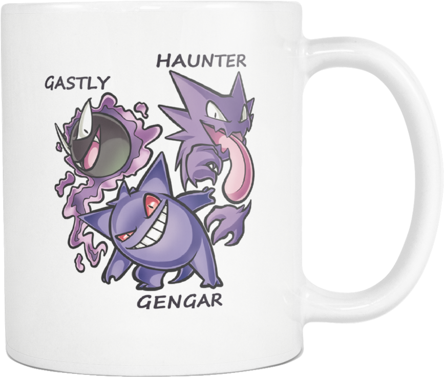 Pokemon Mug Gastly Haunter Gengar Ceramic Mug Cup - Pokemon Ghost Trio (960x960), Png Download