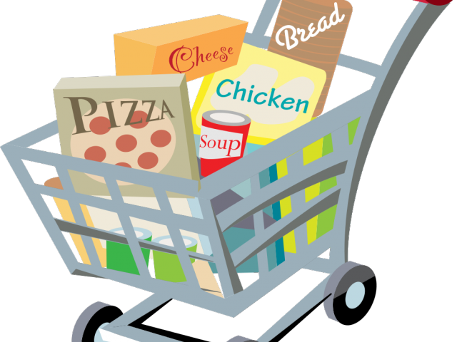 Trolley Clipart Grocery Store - Transparent Background Grocery Cart Clipart (640x480), Png Download