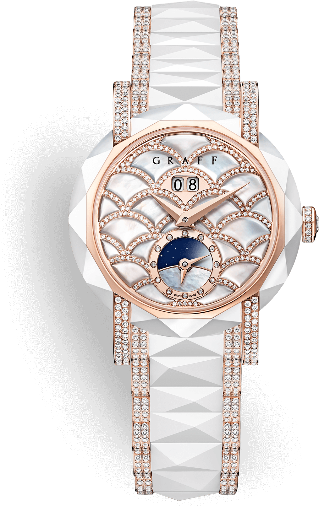 A Graff Ladies' Graffstar Icon Automatic 38mm White - Analog Watch (1400x2000), Png Download