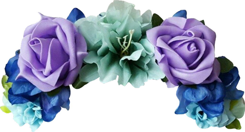 Flowercrown Flowers Flores Crown Corona Purple Terqoize (1024x552), Png Download