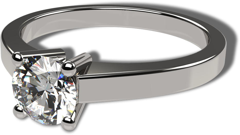 14k White Gold Classic Flat Engagement Ring - Pre-engagement Ring (1000x1000), Png Download