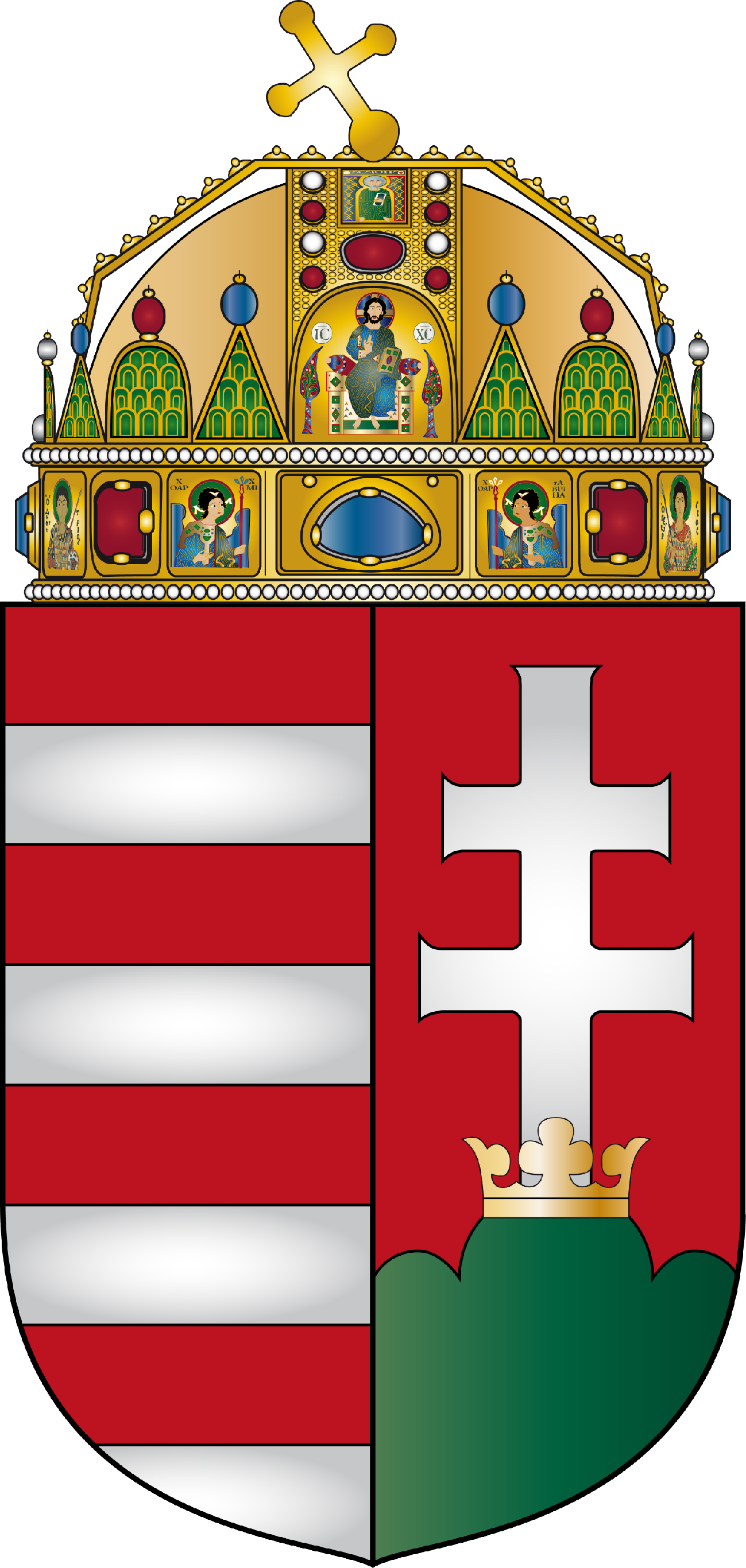 Hungary Family Crest Rings, Cufflinks And Pendants - Hungarian Coat Of Arms (1299x2732), Png Download