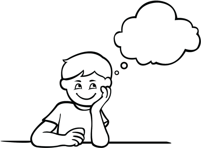 19 Thinking Picture Library Download Black And White - Kid Day Dreaming (1024x689), Png Download