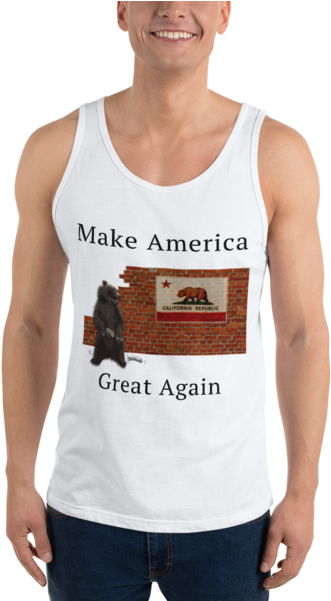 California Bear Building Wall With Ca Flag Maga Men's - Sleeveless Shirt (600x600), Png Download