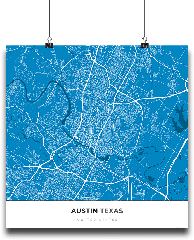 Premium Map Poster Of Austin Texas - Diagram (683x1024), Png Download