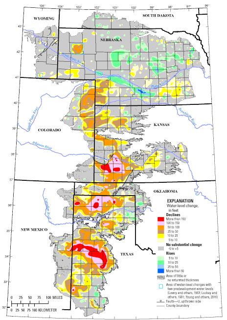 Map Of Texas And New Mexico - Ogallala Aquifer Data 2018 (612x792), Png Download
