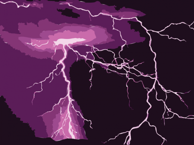 Storm Clipart Lightning Strike - Thunder And Lightning (640x480), Png Download