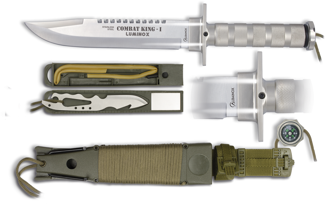 Survival Knife Albainox Combat King I Luminox - Combat King (1140x826), Png Download