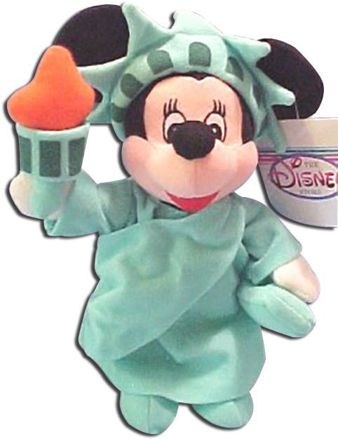 Minnie Mouse Statue Of Liberty Disney Store Doll Plush - Minnie Mouse Doll Liberty (490x650), Png Download