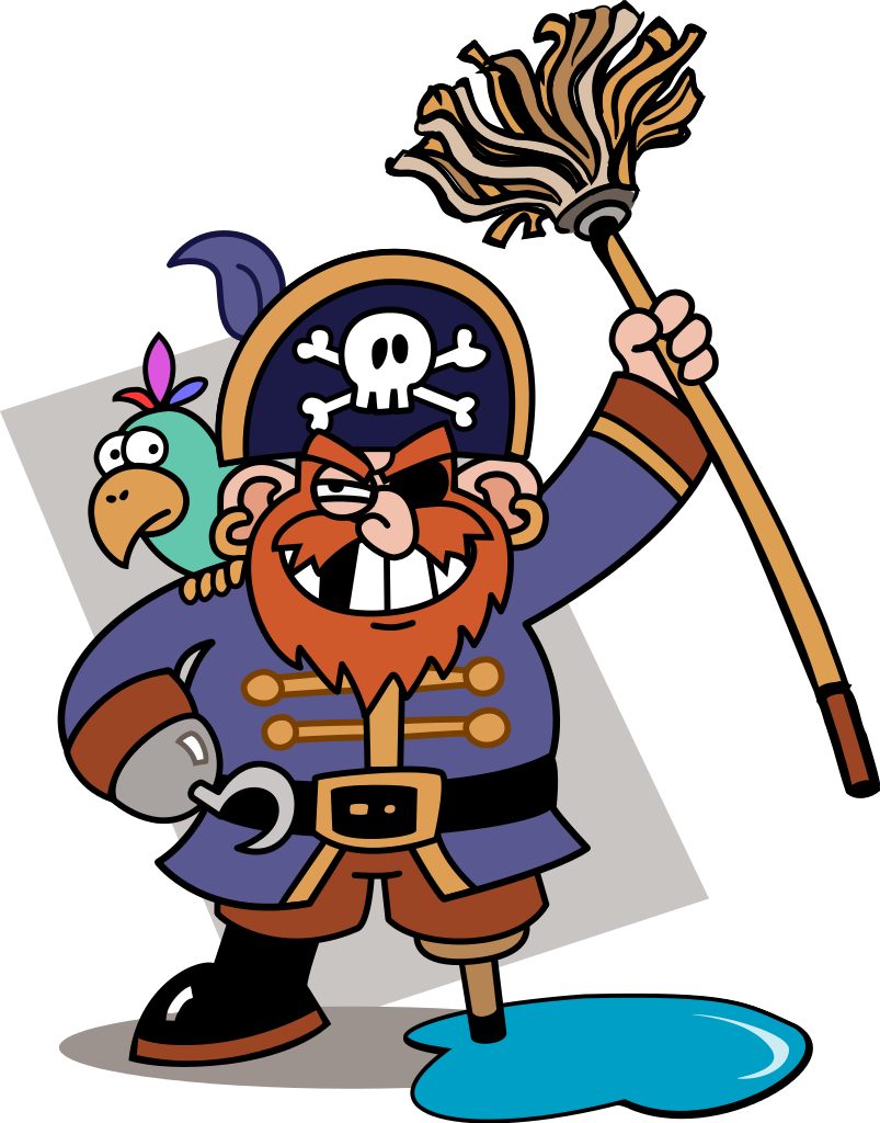 Piratey With Mop - Cartoon Pirate (803x1024), Png Download