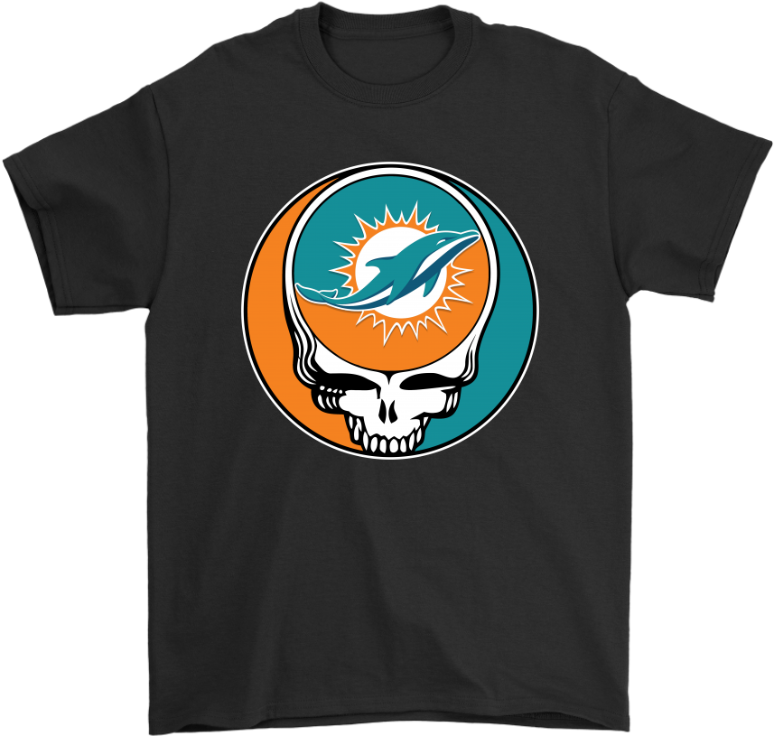 Nfl Team Miami Dolphins X Grateful Dead Logo Band Shirts - Miami Dolphins (1024x1024), Png Download