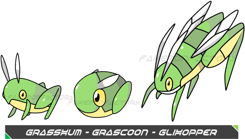 Grasshopper Clipart Baby - Fan Made Grass Hopper Pokemon (800x454), Png Download