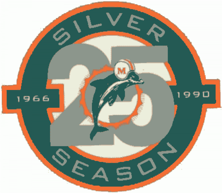 Miami Dolphins Iron On Stickers And Peel-off Decals - Miami Dolphins Anniversary Logo (750x930), Png Download