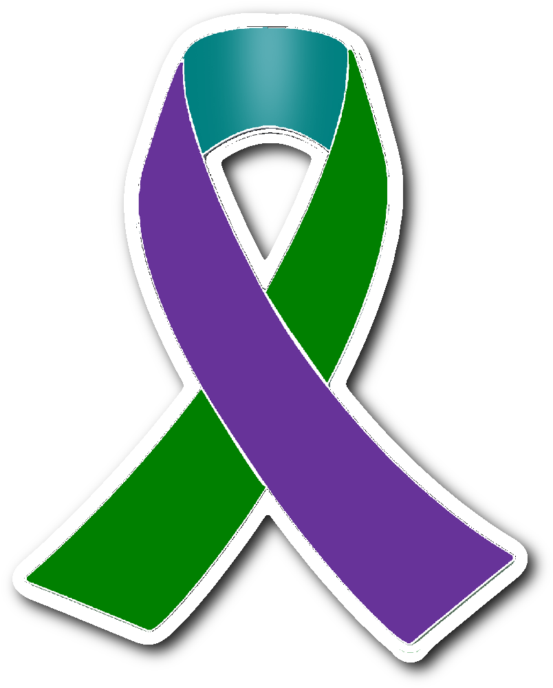 Purple And Green Awareness Ribbon (1064x1064), Png Download