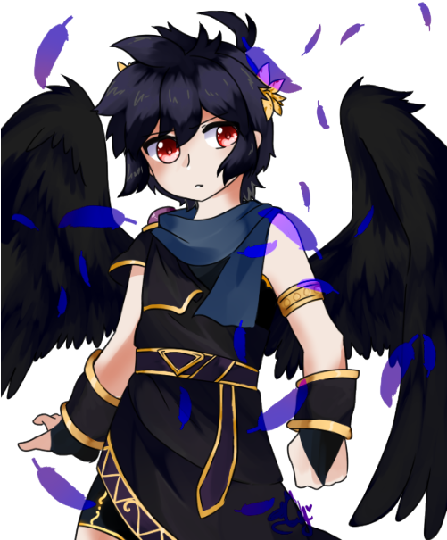 Was Playing Wayy Too Much Kid Icarus Uprising When - Dark Pit Fanart (500x625), Png Download
