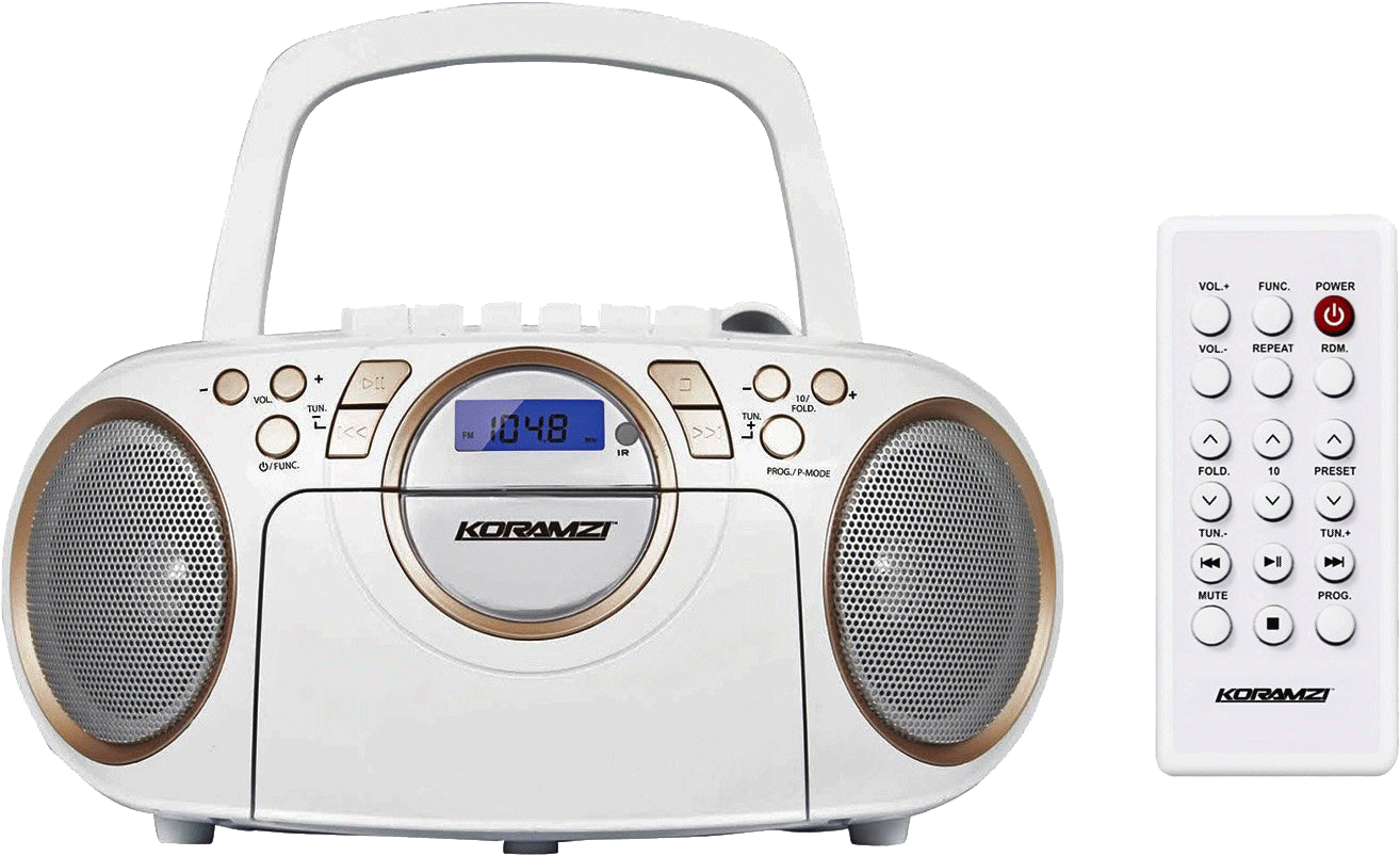 Koramzi Portable Cd Boombox Full Range Stereo Sound - Portable Cd Player (1341x836), Png Download