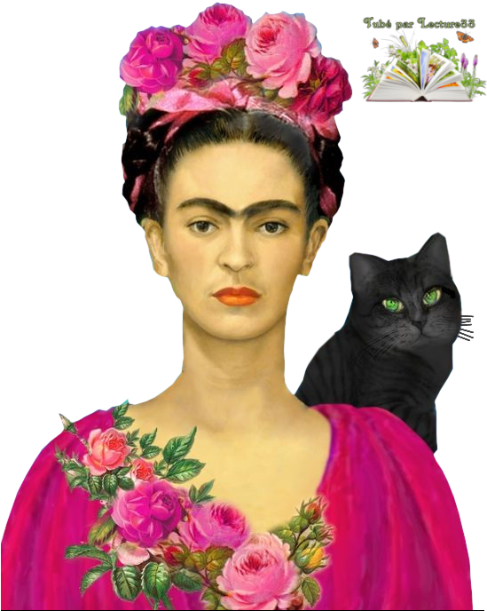 Tubes Femmes Frida Kahlo - Frida Kahlo Self Portrait Cat (564x730), Png Download