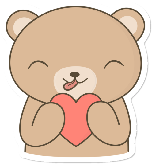 Kawaii Cute Brown Bear With A Heart - Kawaii Brown Bear (650x650), Png Download
