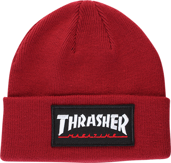 Thrasher Logo Patch Beanie Maroon - Thrasher Magazine (600x572), Png Download