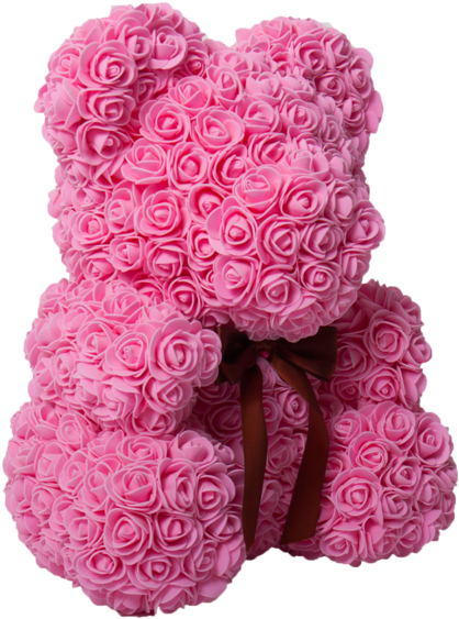 Pink Classic Rose Bear 40cm Tall - Pink Rose Bear (720x720), Png Download