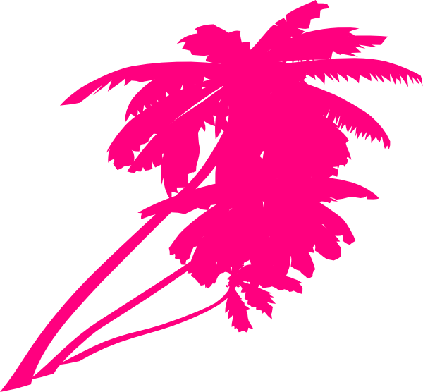 Double Trees Clip Art - Neon Palm Tree Png (600x556), Png Download