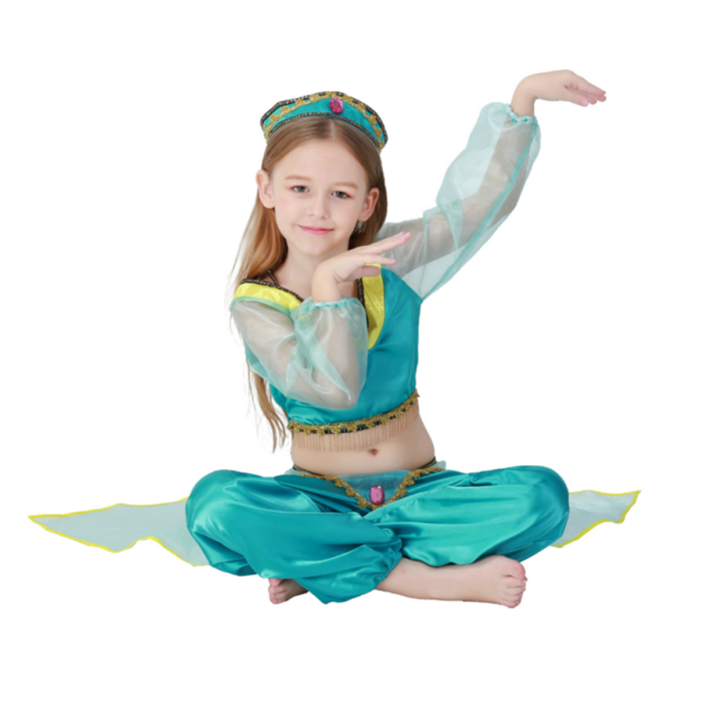 Disney Aladdin Princess Jasmine Dress Cosplay Costume - Aladdin Jasmine Costume Girls (800x1200), Png Download