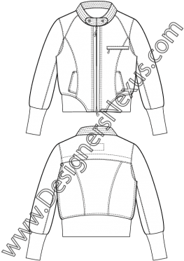 Mandarin Collar Cropped Puffer Jacket Fashion Flat - Mandarin Collar Jacket Flat (316x409), Png Download