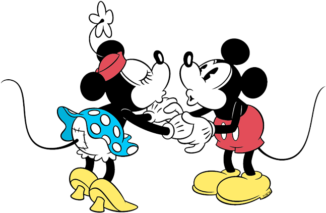 Kiss Clipart Mickey Minnie - Old Fashioned Mickey And Minnie Mouse (650x435), Png Download
