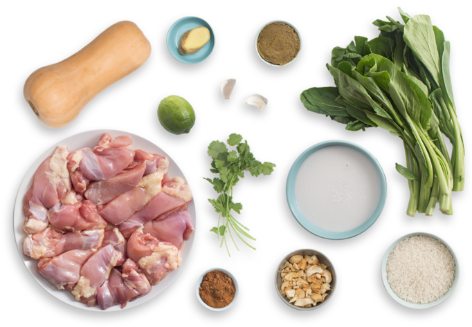 Thai Green Curry Chicken With Butternut Squash & Jasmine - Green Curry Ingredients (700x477), Png Download