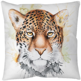 Watercolor Illustration Of A Jaguar Throw Pillow • - Watercolor Painting (400x400), Png Download