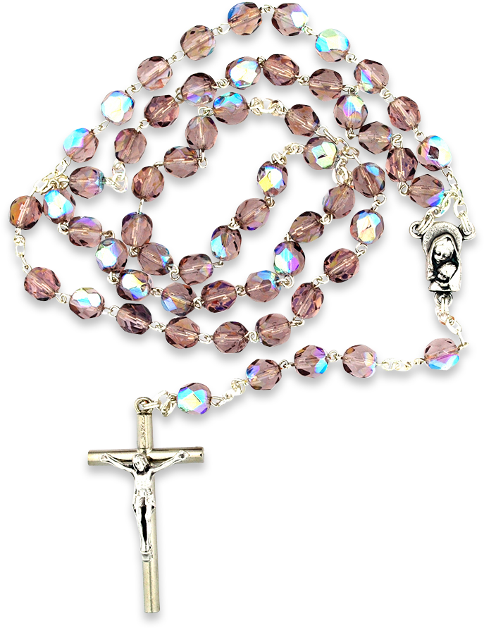 Purple Crystal Rosary Beads - Cross (1050x1200), Png Download