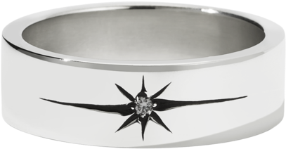 Diamond Star Band Flat - Titanium Ring (1024x1024), Png Download