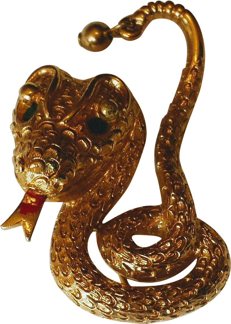 Vintage Monet Figural Coiled Snake Brooch - Indian Cobra (1110x1110), Png Download