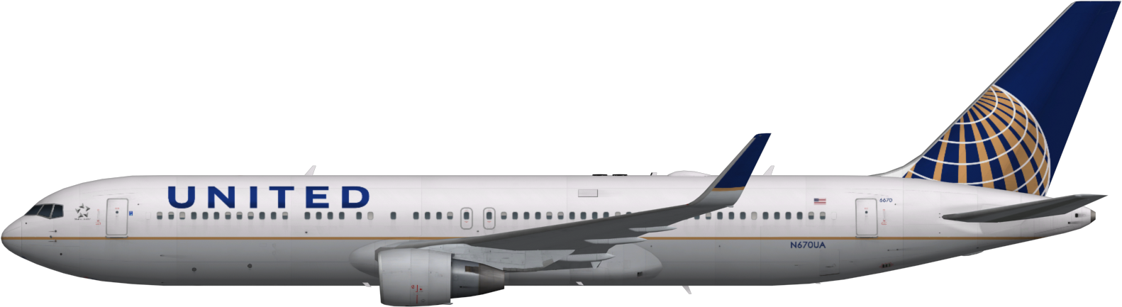 United Airlines 767-300 - United 777 Side View (1600x490), Png Download