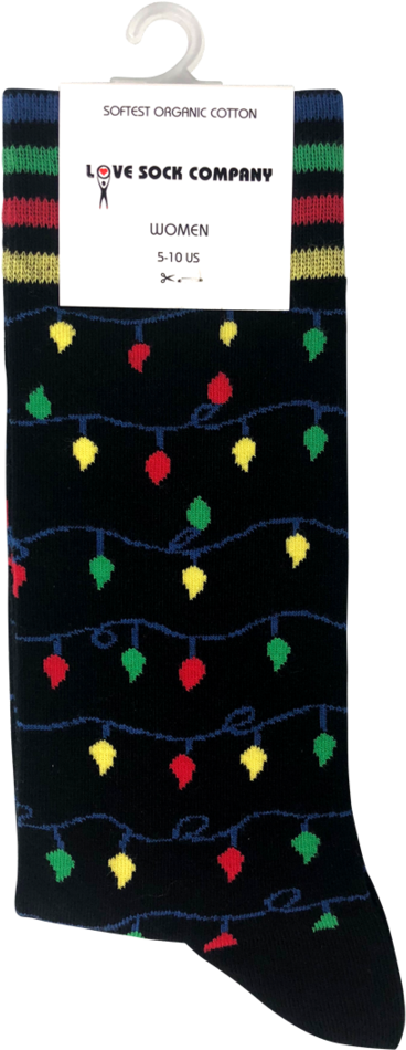 Holidays Lights Christmas Socks For Women Organic Cotton - Sock (900x1080), Png Download