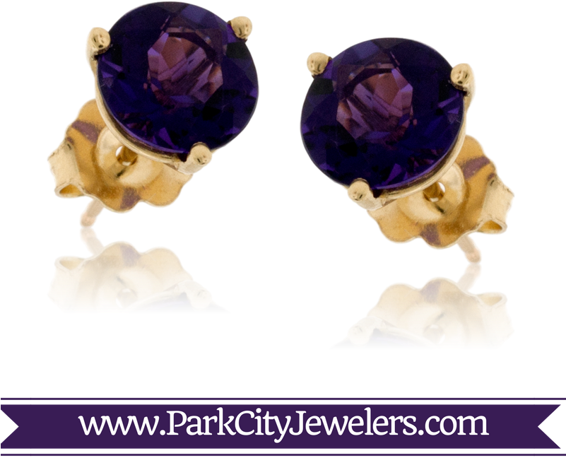 Amethyst Martini Style Post Earrings - Gold Ring Colour Stone (800x800), Png Download