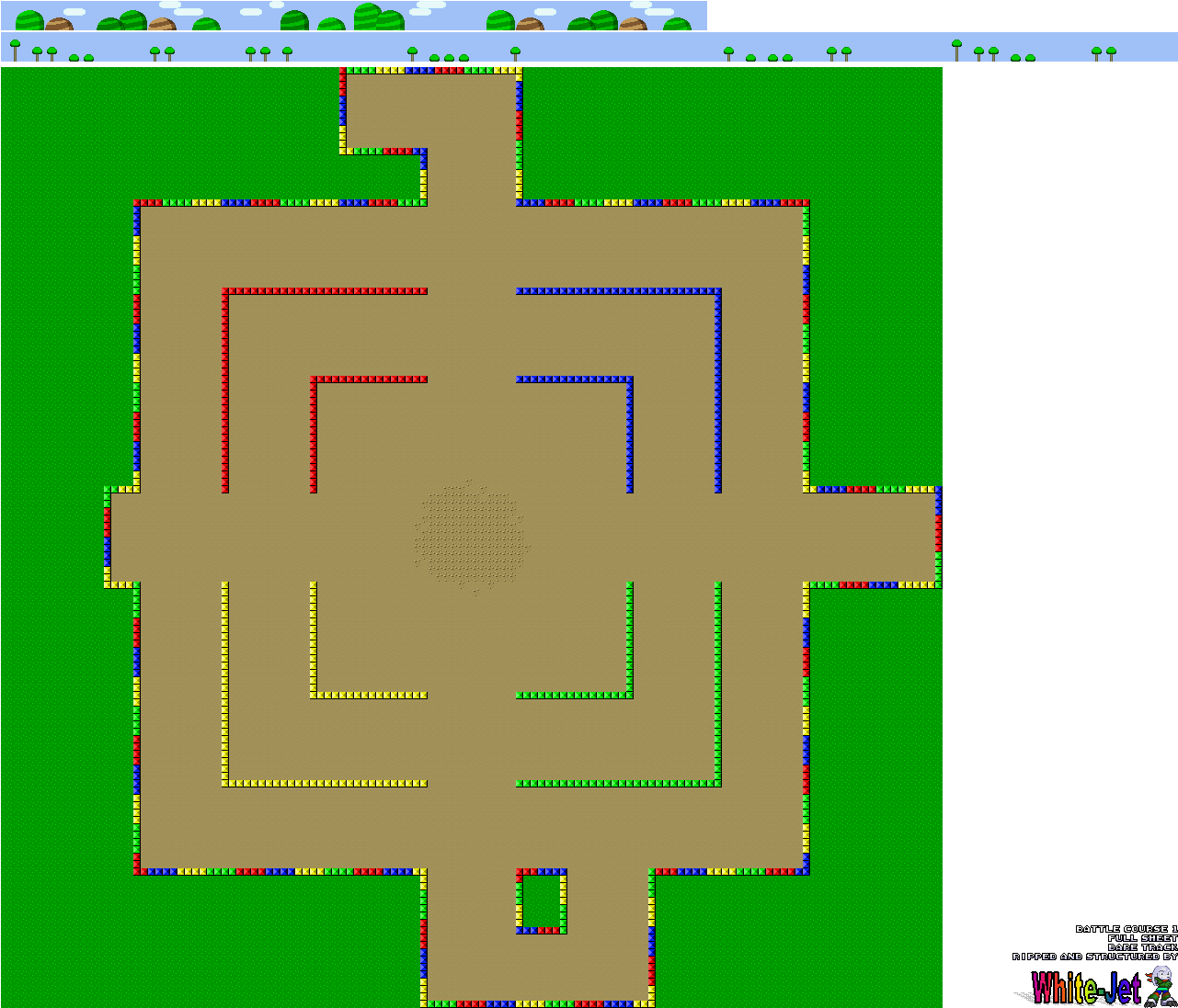 Super Mario Kart Battle Course - Diagram (1292x1108), Png Download