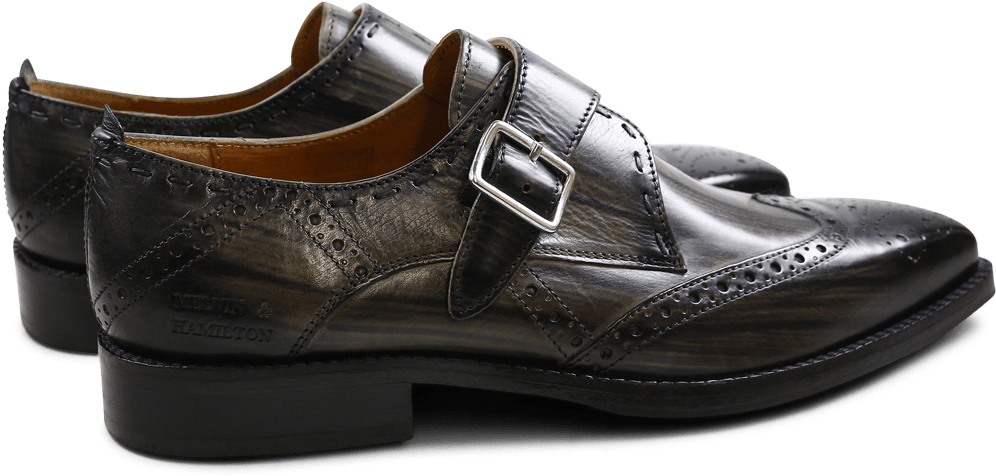 Monks Nicolas 2 Grey Shade & Lines Black - Slip-on Shoe (1024x1024), Png Download