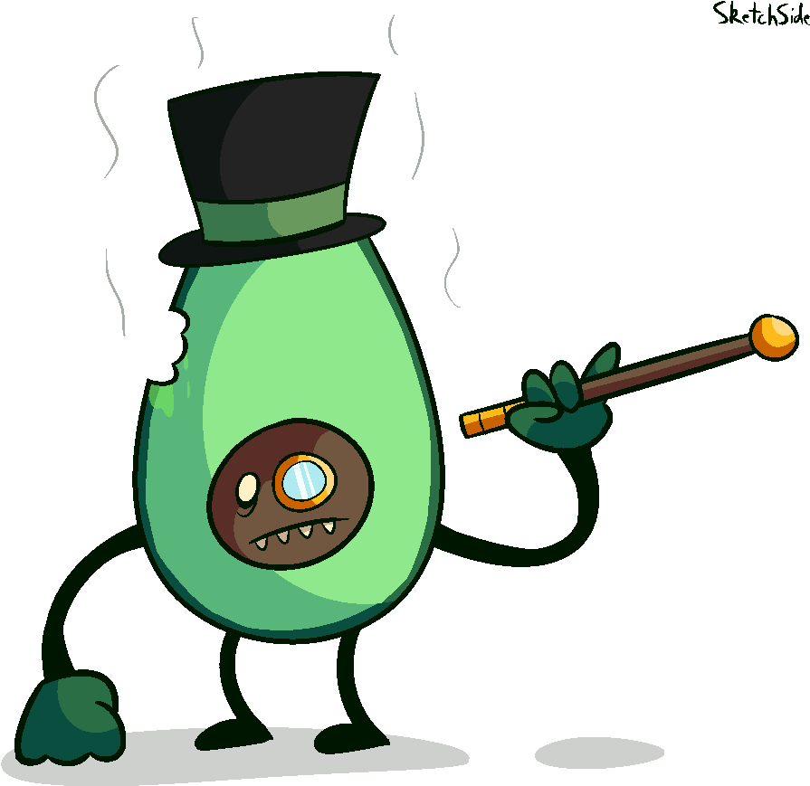 Fancy Avocado Zombie - Cartoon (928x927), Png Download