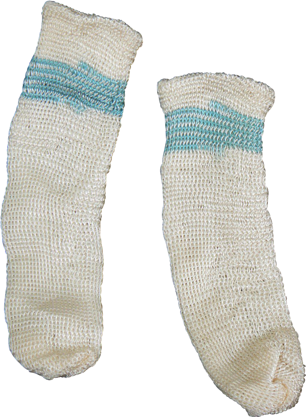 Vintage 30's 40's Blue And White Doll Socks Old From - Hockey Sock (1374x1374), Png Download