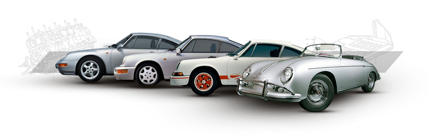 1663 X 532 4 - Porsche 911 Porsche 356 (1663x532), Png Download