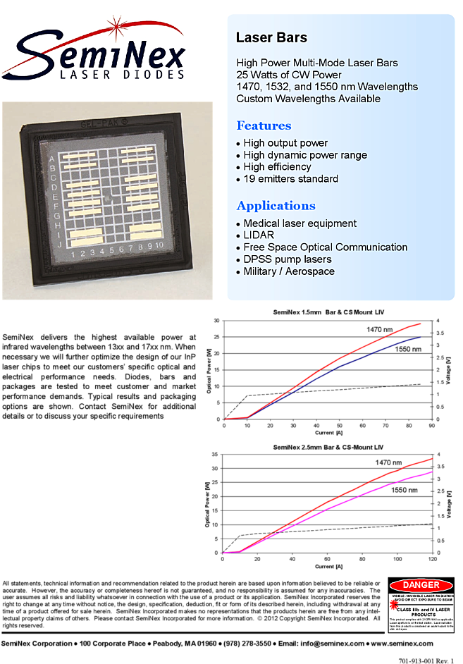 1532nm 25w Laser Diode Bar Seminex - 1550 Laser Diode Bar (754x976), Png Download