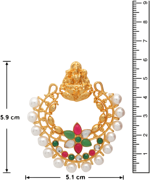 Traditional Ethnic Gold Plated Laxmi Ji Dangler Earrings - Gemstone (640x960), Png Download