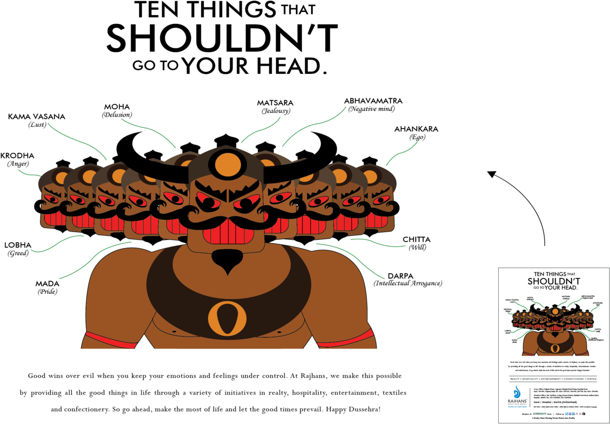 Raavana - Happy Dussehra To Everyone (1400x990), Png Download
